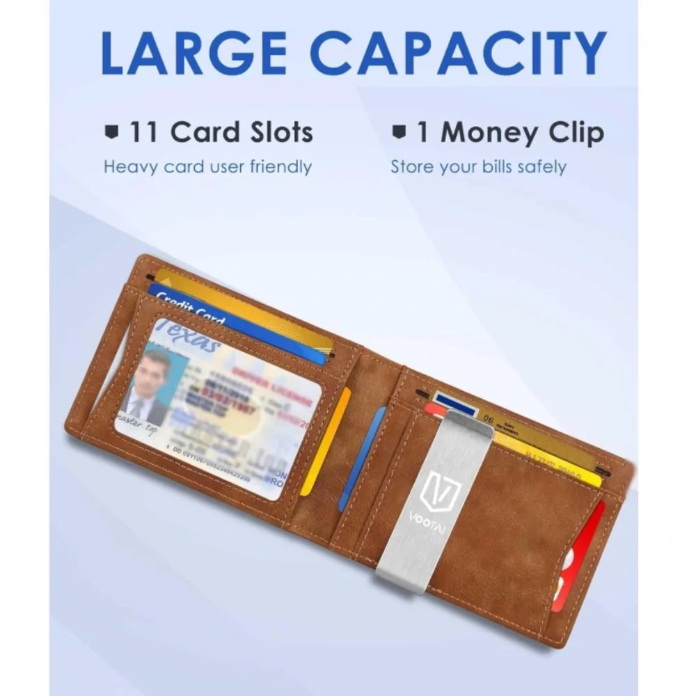 Vootai Slim Wallet RFID Blocking Minimalist Wallet Money Clip Credit Card Holder